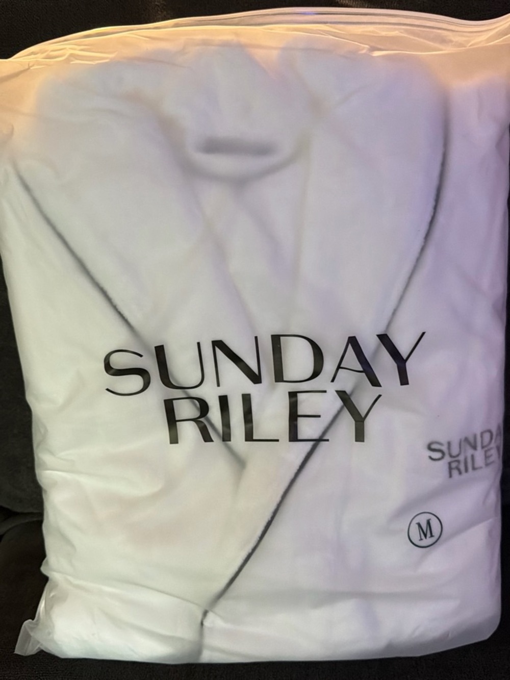Sunday Riley White Plush Women's Robe with Black Logo